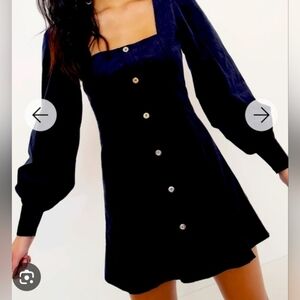 Limited Edition Blackmilk Cord Long Sleeve Blue Pilgrim Dress Size 10